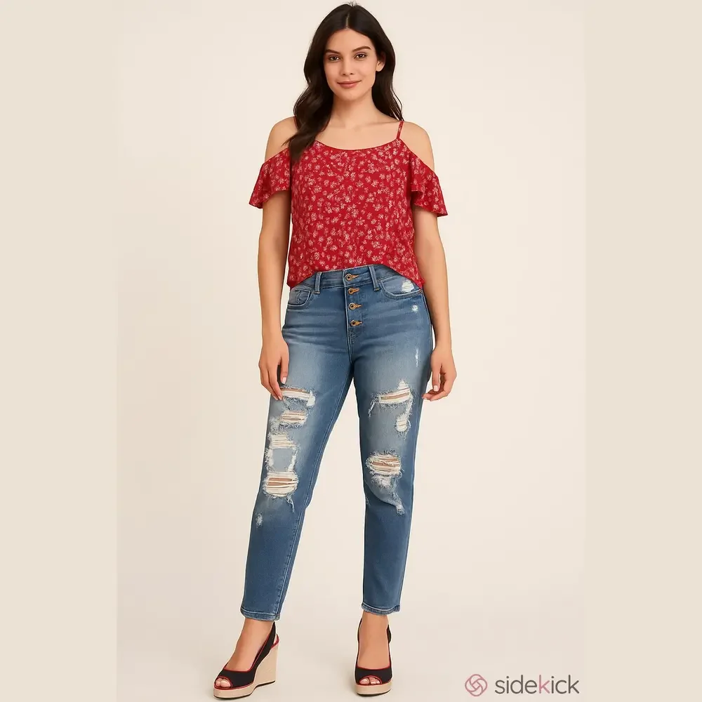 KanCan Kurvy Ultra High Rise Distressed Skinny Jeans Size 30